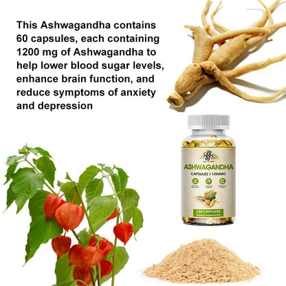 Ashwagandha 1200mg - Vegan, Non-GMO, Gluten Free, Ashwagandha Root