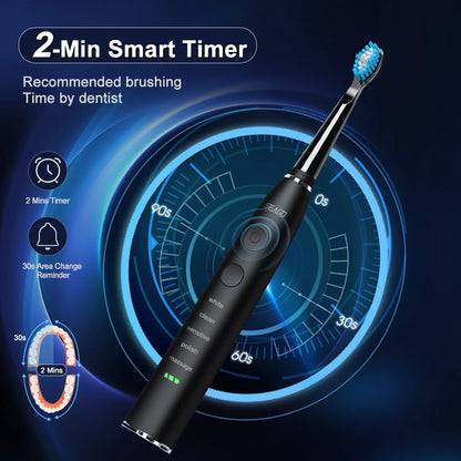Sonic Electric Toothbrush - USB Rechargeable - Adult with 360 Days Long Battery Life - 4 Replacement Heads - Travel Box